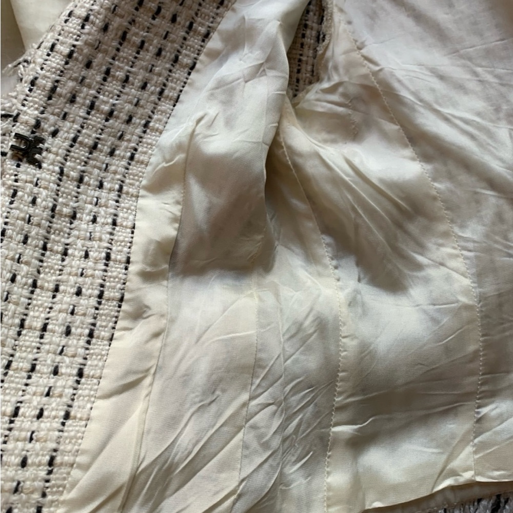 Ivory Tweed Fringe Bolero Jacket White House Black Market Sz 2 #4 - Picture 9 of 10